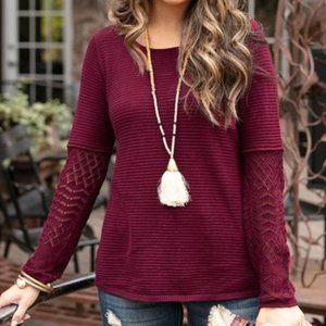 Grace & Lace Pointelle Sleeve Sweater Size XS